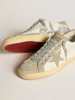 Super-Star Golden Goose Women’s Super-Star In Nappa With Ice-Gray Suede Star And Black Embroidery Women - 1
