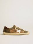 Super-Star Ltd In Green Leather And Tobacco-Colored Suede With Silver Star Golden Goose Super-Star Men - 1