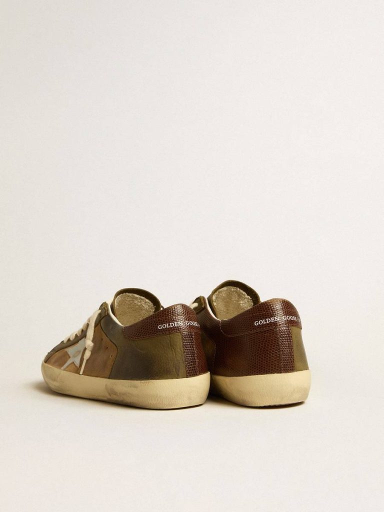 Super-Star Ltd In Green Leather And Tobacco-Colored Suede With Silver Star Golden Goose Super-Star Men - 4