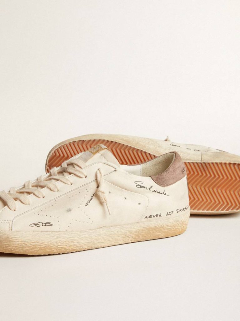 Super-Star Men Golden Goose Men's Super-Star In Nappa Leather With Perforated Star And Suede Heel Tab - 3