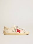 Super-Star Men Golden Goose Men's Super-Star In Nappa With Red Star And Cream Leather Heel Tab - 1