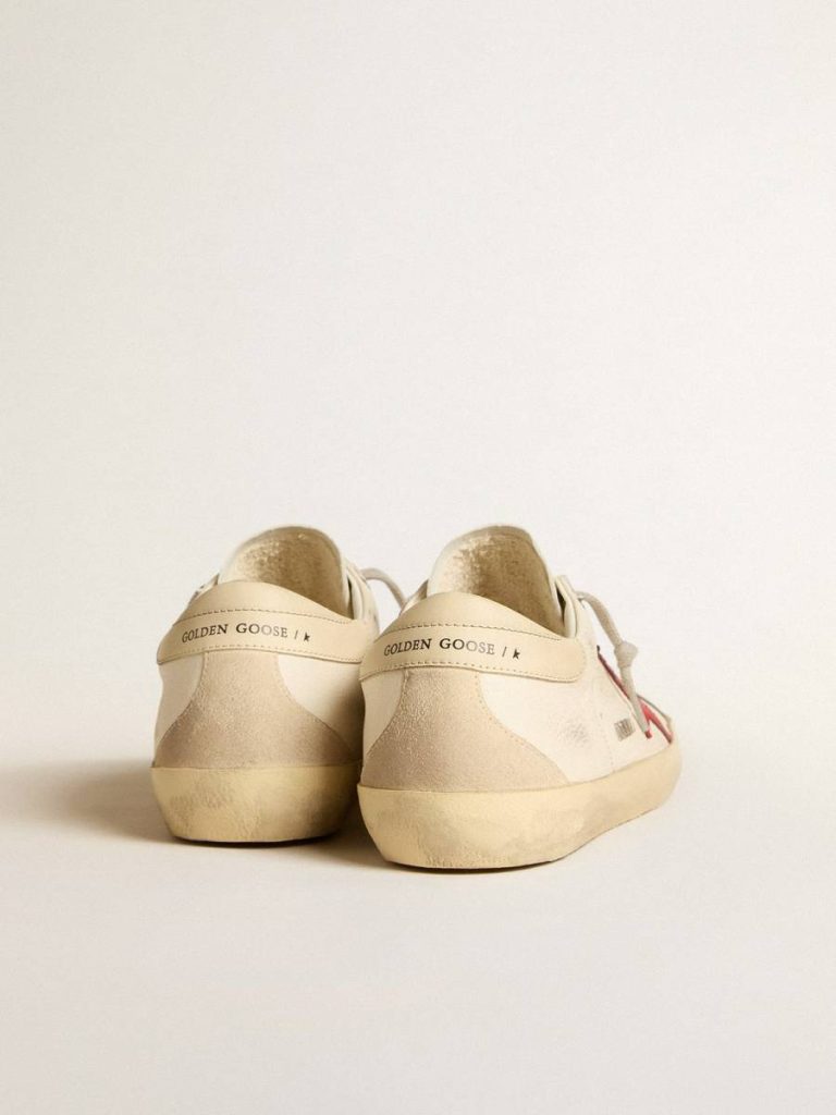 Super-Star Men Golden Goose Men's Super-Star In Nappa With Red Star And Cream Leather Heel Tab - 5