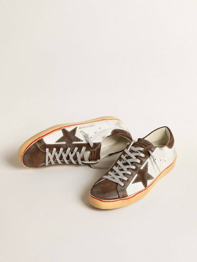 Super-Star Men Men's Super-Star Ltd With Brown Suede Star And Heel Tab Golden Goose - 2