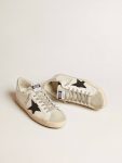 Super-Star Men's Super-Star In White Leather With Black Nubuck Star And Silver Metallic Leather Heel Tab Men Golden Goose - 2