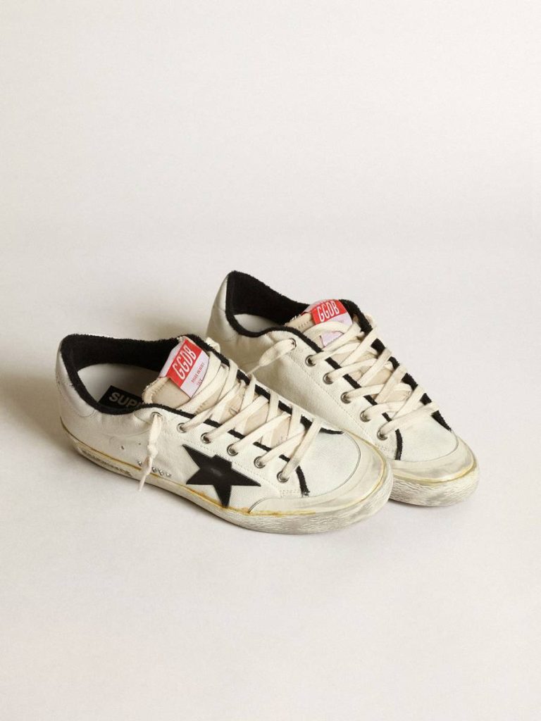 Super-Star Men's Super-Star Ltd In Beige Canvas With Black Star Golden Goose Men - 2