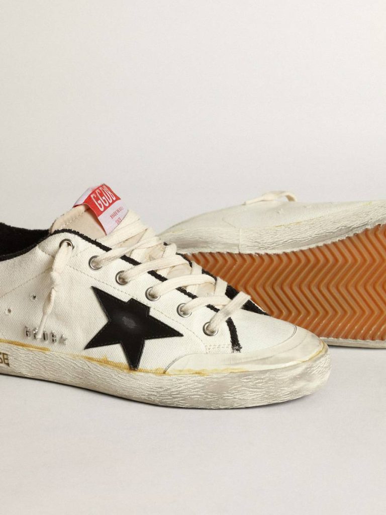 Super-Star Men's Super-Star Ltd In Beige Canvas With Black Star Golden Goose Men - 3