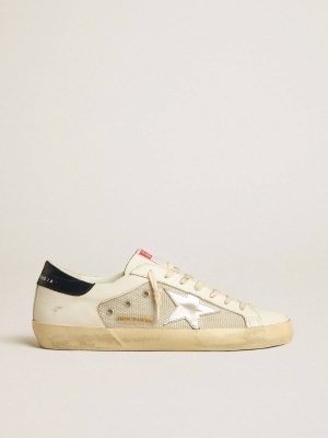 Super-Star Men's Super-Star Ltd In Mesh And Leather With Silver Star And Blue Heel Tab Golden Goose Men - 1