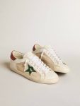 Super-Star Men's Super-Star Ltd In Suede With Green Metallic Star And Red Heel Tab Golden Goose Men - 2