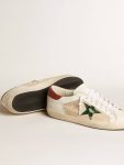 Super-Star Men's Super-Star Ltd In Suede With Green Metallic Star And Red Heel Tab Golden Goose Men - 3