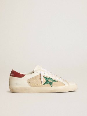 Super-Star Men's Super-Star Ltd In Suede With Green Metallic Star And Red Heel Tab Golden Goose Men - 1