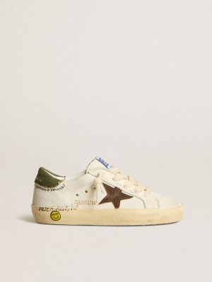 Super-Star Young In Nappa With Suede Star And Green Heel Tab Kids Boys (4-10 Years) Golden Goose - 1