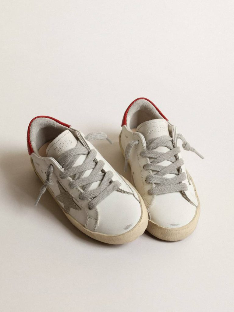 Super-Star Young With Suede Star And Red Leather Heel Tab Golden Goose White Kids Boys (4-10 Years) - 2
