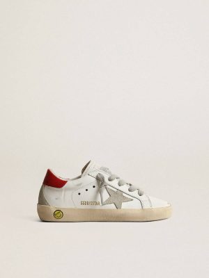 Super-Star Young With Suede Star And Red Leather Heel Tab Golden Goose White Kids Boys (4-10 Years) - 1