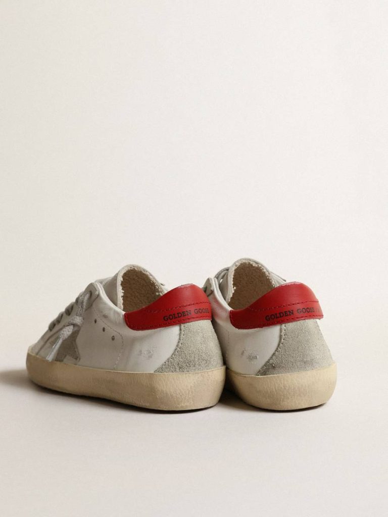 Super-Star Young With Suede Star And Red Leather Heel Tab Golden Goose White Kids Boys (4-10 Years) - 4