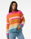 Sweaters Rip Curl Women Hibiscus Heat Chunky Stripe Knit - 1