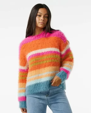 Sweaters Rip Curl Women Hibiscus Heat Chunky Stripe Knit - 1