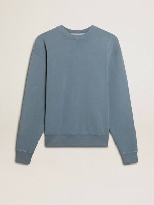 Sweatshirts Baby Blue Women Baby Blue Sweatshirt With Reverse Logo On The Back - Jersey Capsule Golden Goose - 1