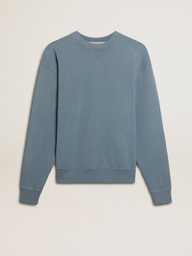 Sweatshirts Baby Blue Women Baby Blue Sweatshirt With Reverse Logo On The Back - Jersey Capsule Golden Goose - 1