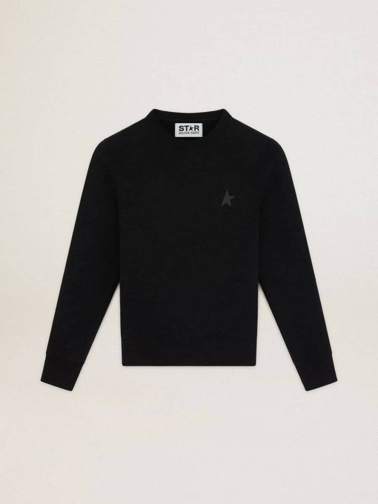 Sweatshirts Black Athena Star Collection Sweatshirt With Tone-On-Tone Star On The Front Black Women Golden Goose - 1
