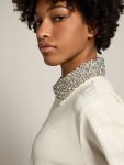 Sweatshirts Golden Goose Women Papyrus White Papyrus White Denise Star Collection Zipped Sweatshirt With Crystal Collar - 2
