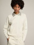 Sweatshirts Golden Goose Women Papyrus White Papyrus White Denise Star Collection Zipped Sweatshirt With Crystal Collar - 3