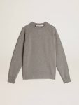 Sweatshirts Gray Melange Gray Melange Cotton Sweatshirt With Manifesto On The Back Women Golden Goose - 1