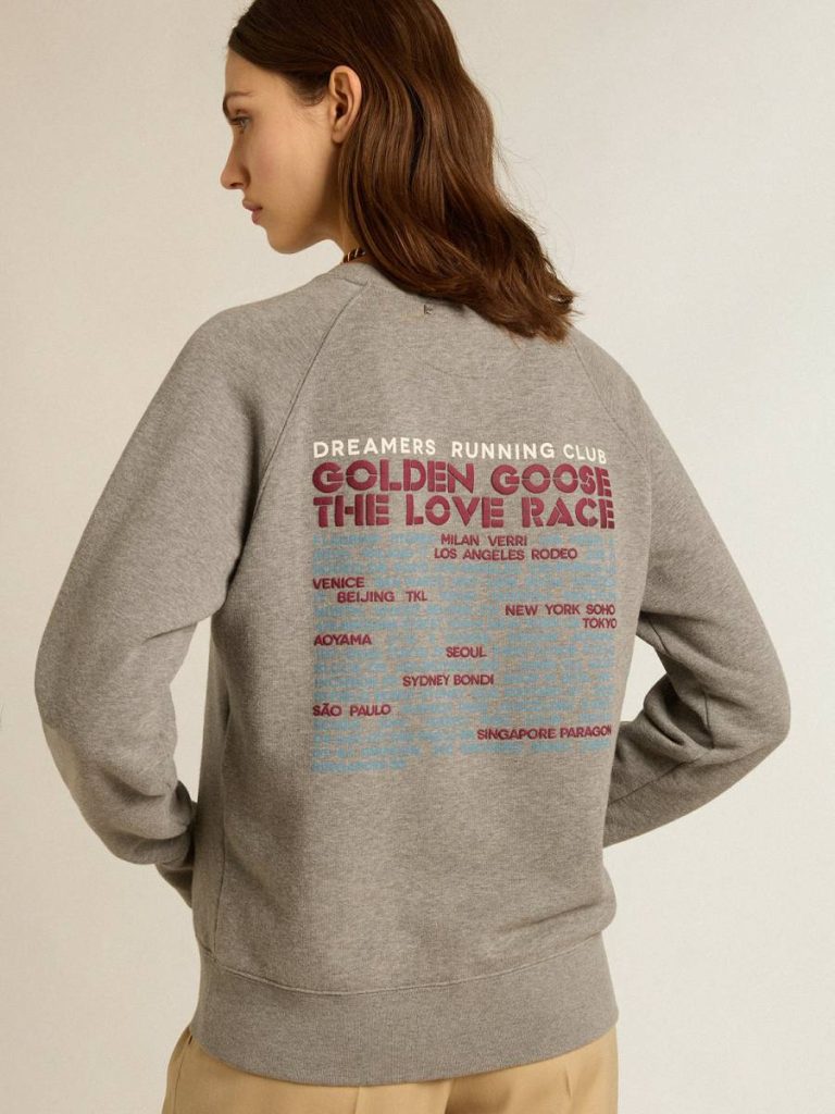 Sweatshirts Gray Melange Gray Melange Cotton Sweatshirt With Manifesto On The Back Women Golden Goose - 3