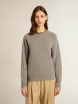 Sweatshirts Gray Melange Gray Melange Cotton Sweatshirt With Manifesto On The Back Women Golden Goose - 5