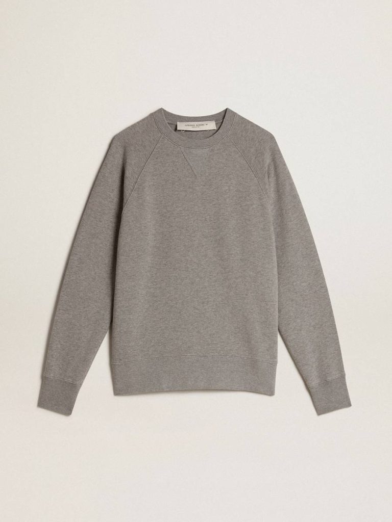 Sweatshirts Gray Melange Gray Melange Cotton Sweatshirt With Manifesto On The Back Women Golden Goose - 1