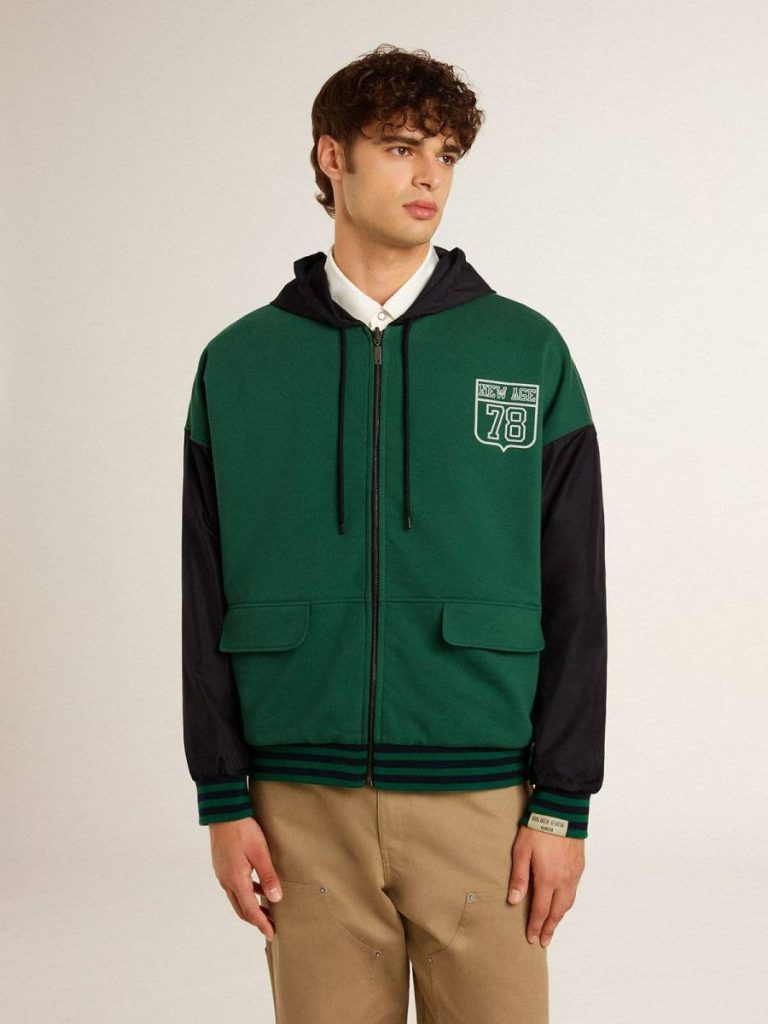 Sweatshirts Men's Green And Blue Reversible Hooded Sweatshirt Blue And Green Women Golden Goose - 4