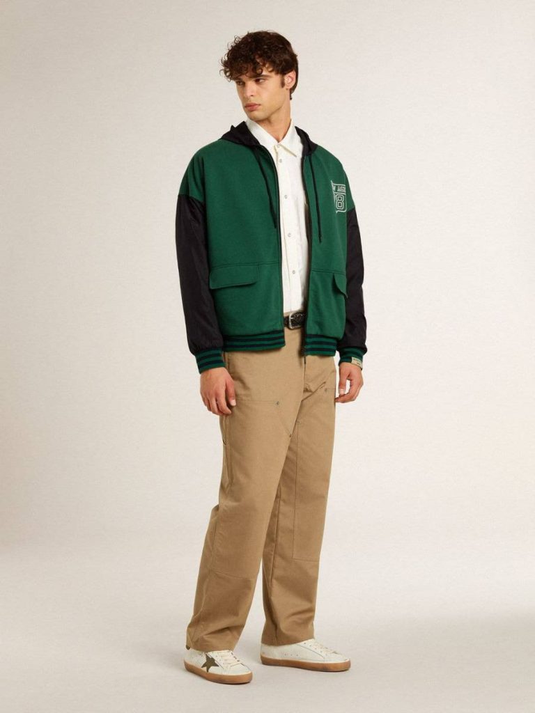 Sweatshirts Men's Green And Blue Reversible Hooded Sweatshirt Blue And Green Women Golden Goose - 5