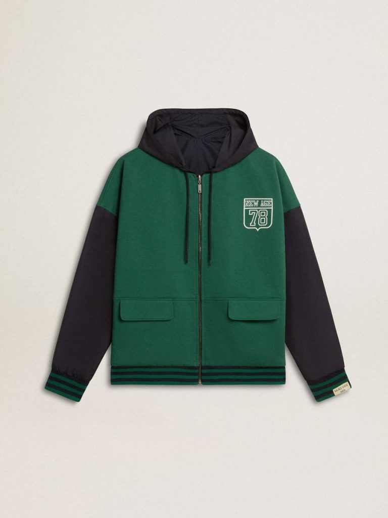 Sweatshirts Men's Green And Blue Reversible Hooded Sweatshirt Blue And Green Women Golden Goose - 1