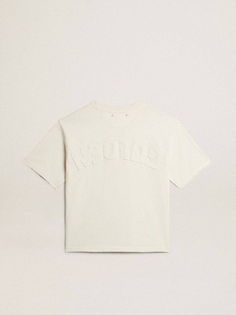 T-Shirt In Aged White With Reverse Logo On The Back - Jersey Capsule T-Shirts & Tops Aged White Women Golden Goose - 5