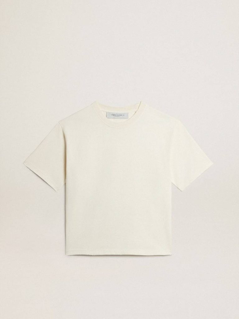 T-Shirt In Aged White With Reverse Logo On The Back - Jersey Capsule T-Shirts & Tops Aged White Women Golden Goose - 1