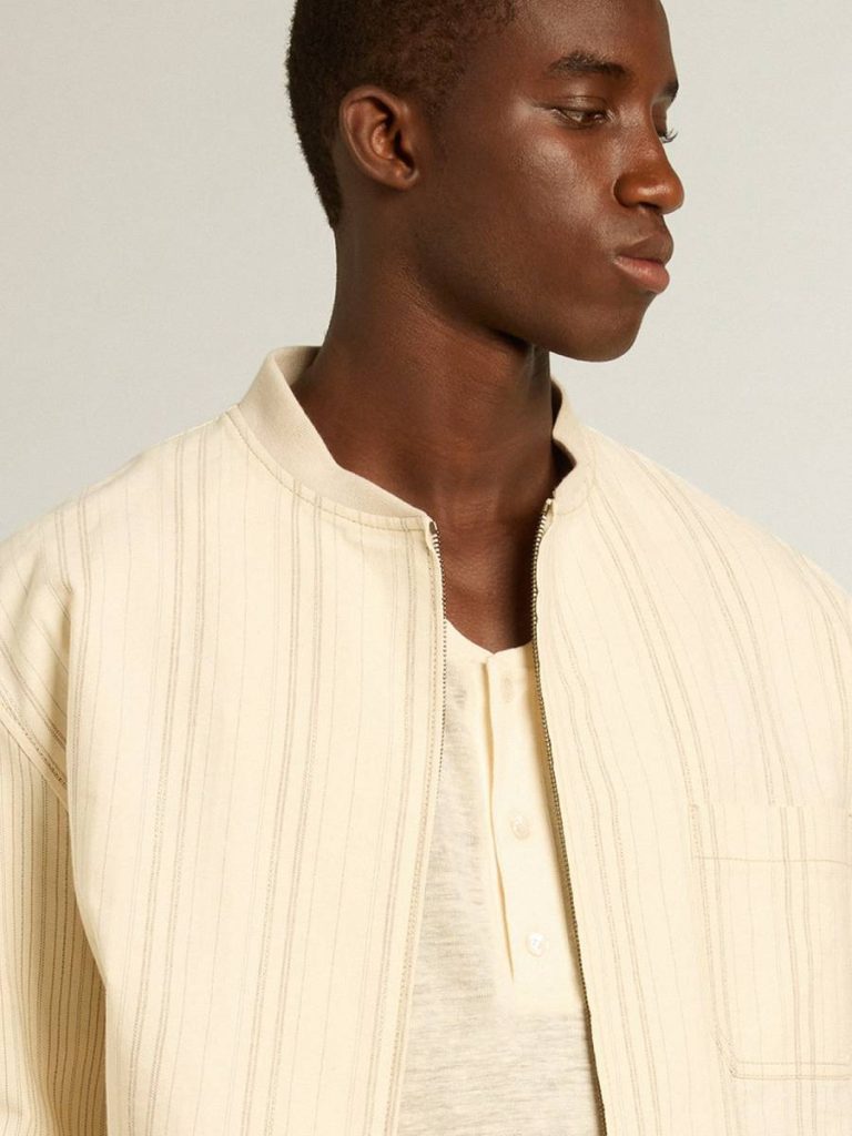 T-Shirts & Polo Shirts Men's Long-Sleeved T-Shirt In Panama-Colored Linen Golden Goose Panama Men - 2