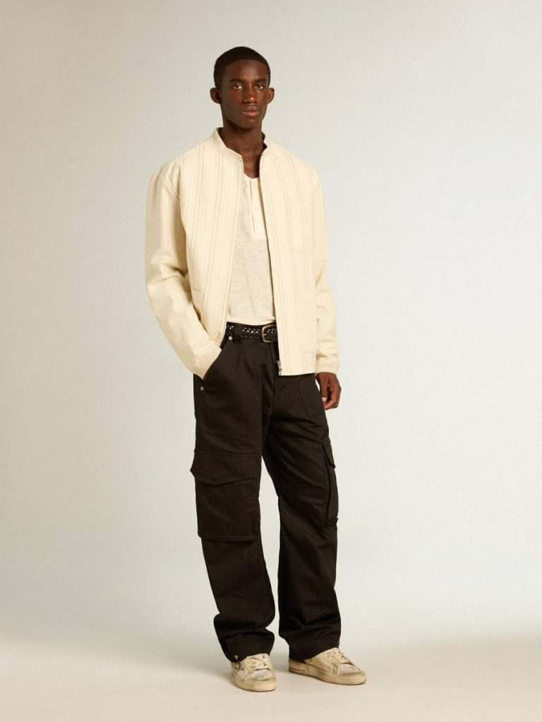 T-Shirts & Polo Shirts Men's Long-Sleeved T-Shirt In Panama-Colored Linen Golden Goose Panama Men - 3