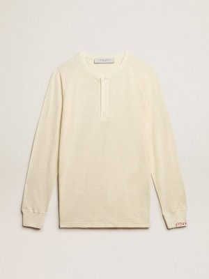 T-Shirts & Polo Shirts Men's Long-Sleeved T-Shirt In Panama-Colored Linen Golden Goose Panama Men - 1