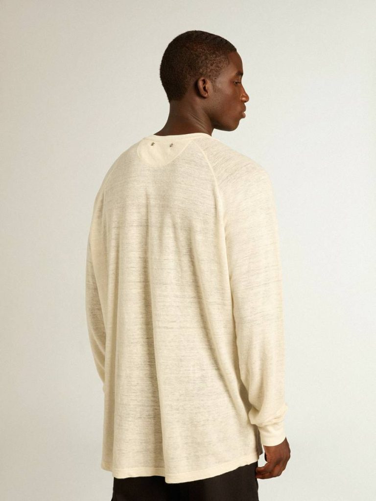 T-Shirts & Polo Shirts Men's Long-Sleeved T-Shirt In Panama-Colored Linen Golden Goose Panama Men - 4