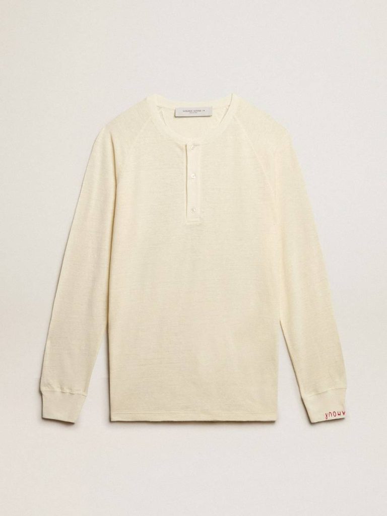 T-Shirts & Polo Shirts Men's Long-Sleeved T-Shirt In Panama-Colored Linen Golden Goose Panama Men - 1