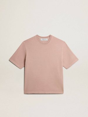 T-Shirts & Tops Powder-Pink T-Shirt With Reverse Logo On The Back - Jersey Capsule Golden Goose Powder Pink Women - 1