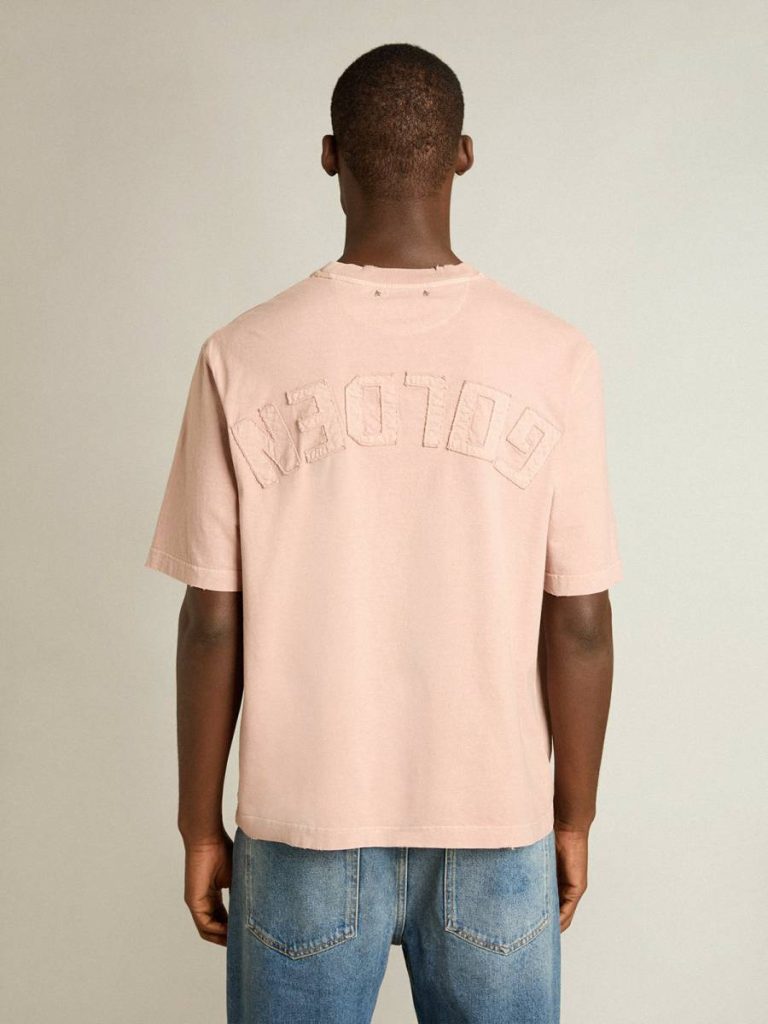 T-Shirts & Tops Powder-Pink T-Shirt With Reverse Logo On The Back - Jersey Capsule Golden Goose Powder Pink Women - 4
