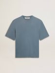 T-Shirts & Tops Women Unisex Cotton T-Shirt In Baby Blue With Reverse Print On The Back Baby Blue Golden Goose - 1