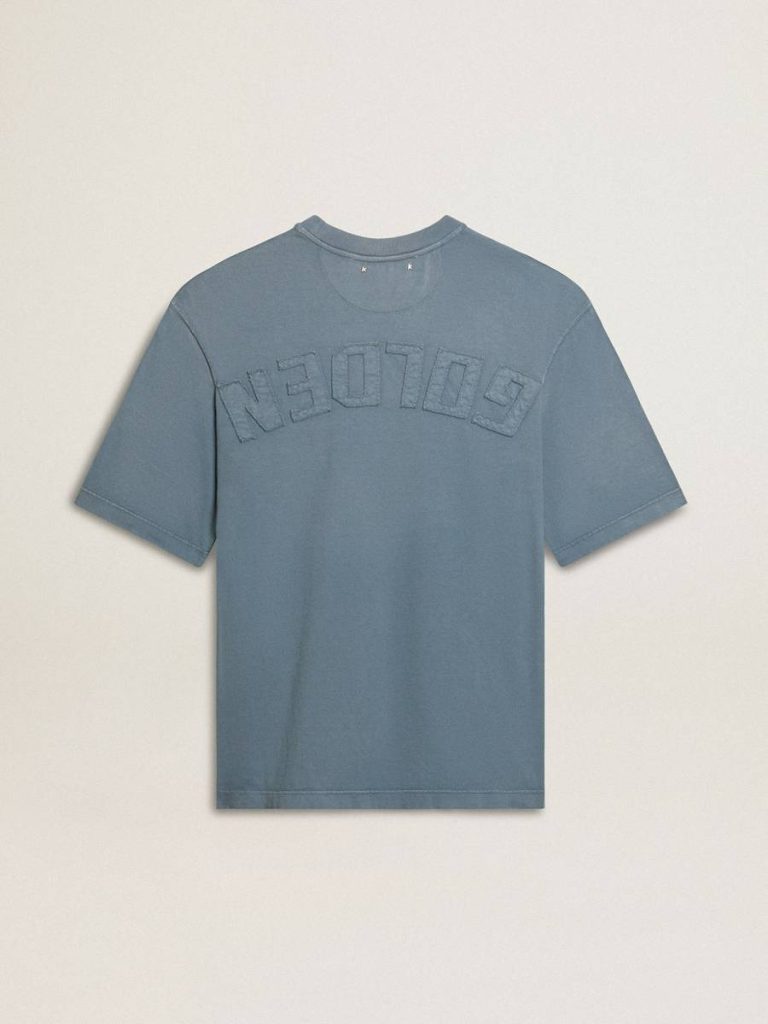 T-Shirts & Tops Women Unisex Cotton T-Shirt In Baby Blue With Reverse Print On The Back Baby Blue Golden Goose - 2