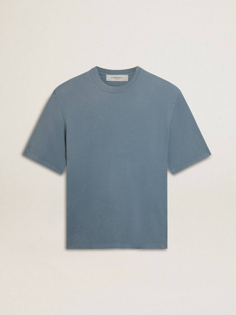 T-Shirts & Tops Women Unisex Cotton T-Shirt In Baby Blue With Reverse Print On The Back Baby Blue Golden Goose - 1