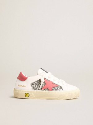 Teen May With Red Leather Star And Heel Tab Kids White Girls (4-10 Years) Golden Goose - 1