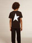 Topwear Selection (4-12 Years) Black Golden Goose Black T-Shirt With Contrasting White Logo On The Front And Maxi Star On The Back Kids - 5