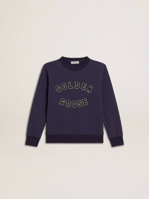 Topwear Selection (4-12 Years) Blue Violet Kids Blue-Violet Sweatshirt With Golden Goose Lettering On The Front - 1