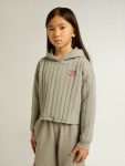 Topwear Selection (4-12 Years) Girls' Cropped Sweatshirt In Gray Melange With A Hood And Embroidery On The Front Kids Golden Goose Gray Melange - 2