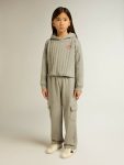 Topwear Selection (4-12 Years) Girls' Cropped Sweatshirt In Gray Melange With A Hood And Embroidery On The Front Kids Golden Goose Gray Melange - 3