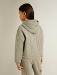 Topwear Selection (4-12 Years) Girls' Cropped Sweatshirt In Gray Melange With A Hood And Embroidery On The Front Kids Golden Goose Gray Melange - 4